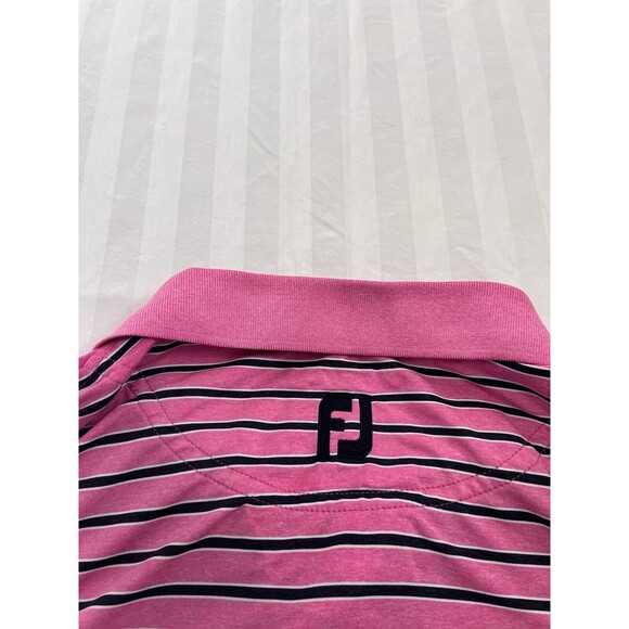 Footjoy FJ Polo Golf Shirt Size Men’s 2XL.  Pink Black Strip Wellsville CC Logo - Picture 5 of 7